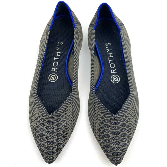 Rothy’s The Point Flat Snake Print Shoes Pointed Toe Gray Python Comfy Size 7.5 - Picture 9 of 9